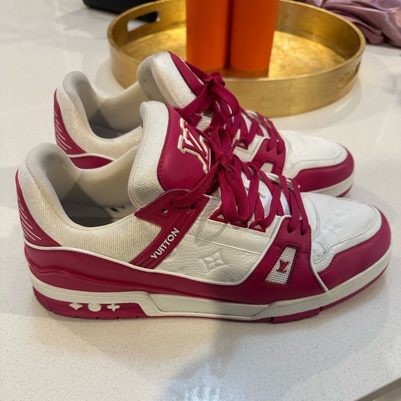 Men’s Louis Vuitton fuchsia trainers size 12. Gently used sneakers. - Picture 2 of 11